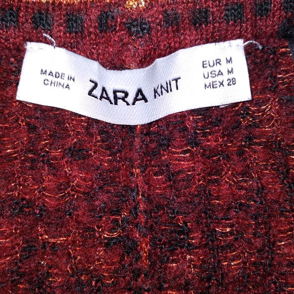 SOLD Zara Burgundy Animal Print Two-Piece Pants Set- Women's Medium Pre-owned - Picture 8 of 11